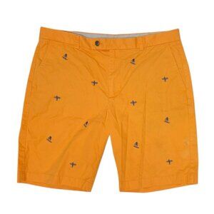 Brooks Brothers 346 Embroidered Chino Shorts Orange Surfer Preppy Coastal Sz38